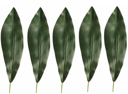 Kunst Aspidistra blad - 5x - 75 cm - donkergroen - kunstplant bladeren/stelen