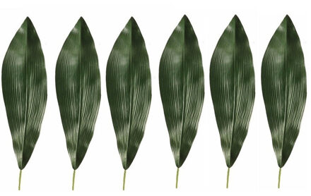 Kunst Aspidistra blad - 6x - 75 cm - donkergroen - kunstplant bladeren/stelen