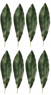 Kunst Aspidistra blad - 8x - 75 cm - donkergroen - kunstplant bladeren/stelen