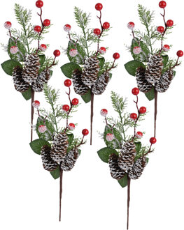 Kunst dennentak - 5x - met dennenappels - 36 cm - kersttakken - kerststukje tak