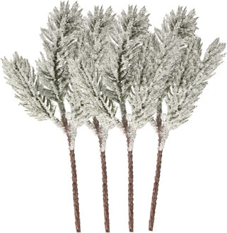 Kunst dennentak - 8x - groen - 20 cm - met sneeuw - kersttakken - kerststukje takken