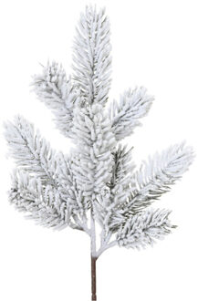 Kunst dennentak - groen - 36 cm - met sneeuw - kersttakken - kerststukje takken