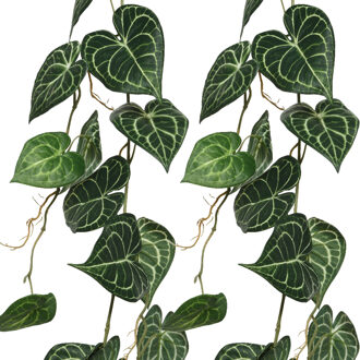 kunst hangplant klimop/hedera - 2x - 115 cm - groen - Kunstplanten