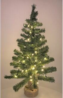 Kunst kerstboom - H75 cm - incl. kerstverlichting - warm wit - Kunstkerstboom Groen