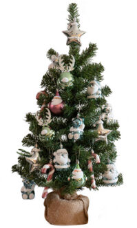 Kunst kerstboom - H75 cm -met kerstversiering wit