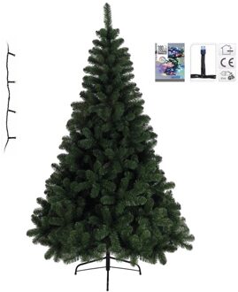 Kunst kerstboom Imperial Pine 120 cm met gekleurde lampjes - Kunstkerstboom Groen