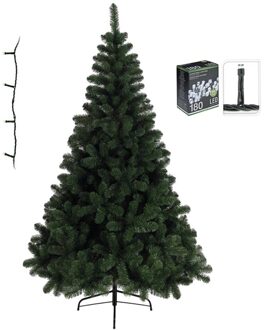 Kunst kerstboom Imperial Pine 120 cm met warm witte lampjes - Kunstkerstboom Groen