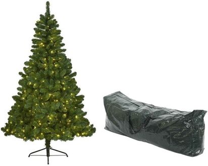 Kunst kerstboom Imperial Pine 180 cm met lichtjes en opbergzak - Kunstkerstboom Groen