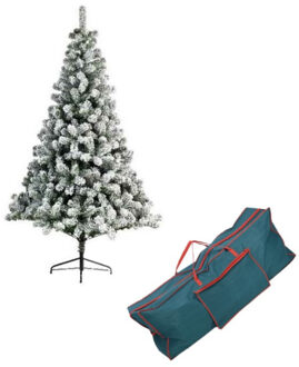 Kunst kerstboom Imperial pine 340 tips met sneeuw 150 cm inclusief opbergzak