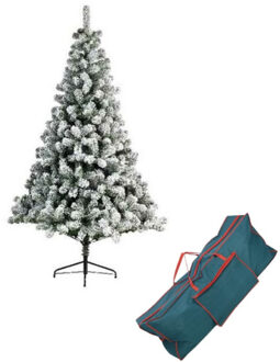 Kunst kerstboom Imperial pine 525 tips met sneeuw 180 cm inclusief opbergzak - Kunstkerstboom Groen