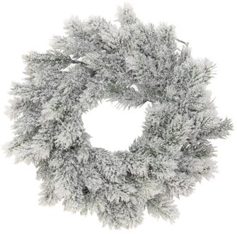 Kunst kerstkrans - groen/sneeuw - 35 cm - Kerst decoratie kransen - van dennentakken