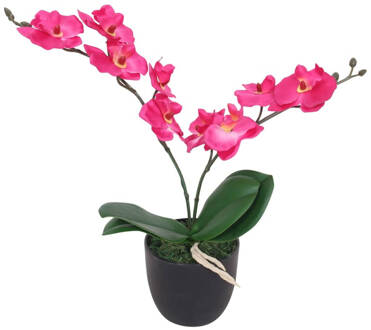 Kunst Orchidee Plant Met Pot 30 Cm Rood Multikleur