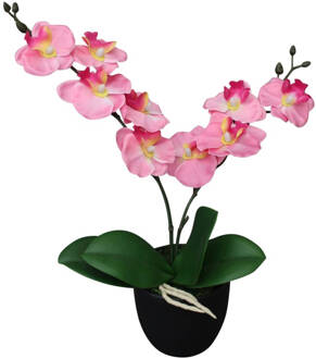 Kunst Orchidee Plant Met Pot 30 Cm Roze Multikleur