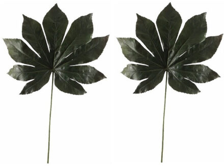 Kunst vingerplant blad - 6x stuks - 55 cm - donkergroen - kunstplant tak