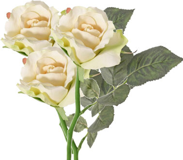 Kunstbloem - 3x - roos Alice - de luxe - rood - 30 cm - kunststof steel - decoratie