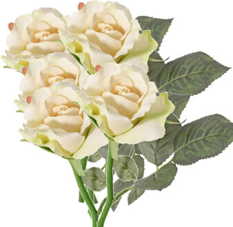 Kunstbloem - 5x - roos Alice - de luxe - rood - 30 cm - kunststof steel - decoratie