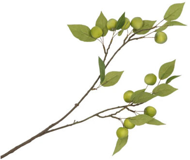Kunstbloem fruit tak met appels - 76 cm - groen - Kunst zijdebloemen - Kunstbloemen