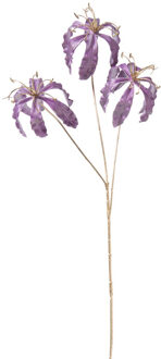 Kunstbloem gloriosa - goudkleurig/paars - 60 cm