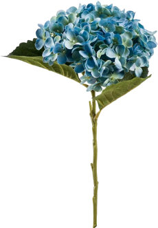Kunstbloem hortensia tak - Annabelle - 52 cm - blauw - Kunst zijdebloem - Hydrangea