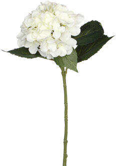 Kunstbloem Hortensia tak - wit - 51 cm - losse steel - Kunst zijdebloemen - Kunstbloemen
