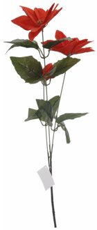 Kunstbloem - Kerstster - rood - 66 cm - polyester - kunsttakken