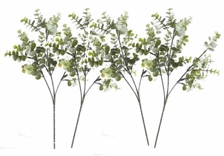 Kunstbloem/kunsttak Eucalyptus Cinera - 4x stuks - 65 cm - losse steel - kunst zijdebloemen