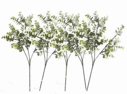 Kunstbloem/kunsttak Eucalyptus Cinera - 6x stuks - 65 cm - losse steel - kunst zijdebloemen