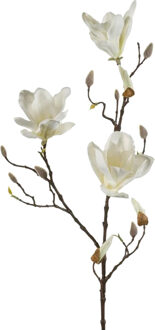 Kunstbloem Magnolia tak - 90 cm - wit/creme - Kunst zijdebloemen