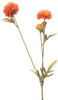 Kunstbloem met 2 chrysanten - oranje - 73 cm