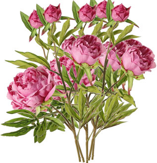 Kunstbloem pioenroos Spring Dream - 5x - roze - 73 cm - kunststof steel - decoratie