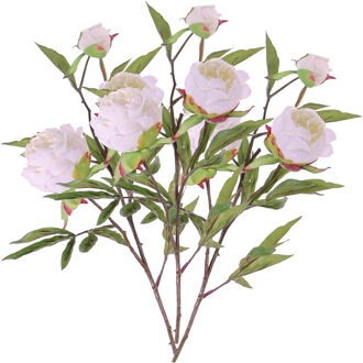 Kunstbloem pioenroos Spring Dream - 5x - wit - 73 cm - kunststof steel - decoratie - Kunstbloemen