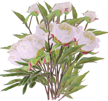 Kunstbloem pioenroos Spring Dream - 5x - wit - 73 cm - kunststof steel - decoratie