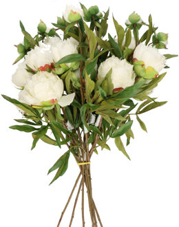 Kunstbloem pioenroos Spring Dream - 8x - wit - 73 cm - kunststof steel - decoratie