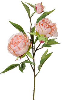 Kunstbloem pioenroos Spring Dream - licht roze - 73 cm - kunststof