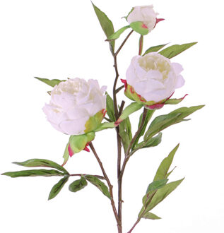 Kunstbloem pioenroos Spring Dream - wit - 73 cm - kunststof steel - decoratie