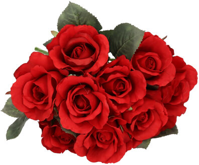 Kunstbloem Roos Alice - 10x - 30 cm - rood - kunststof - luxe - kunstbloemen - decoratie