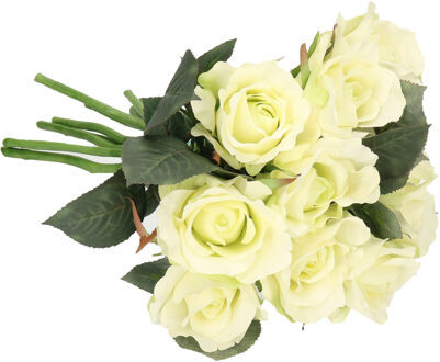 Kunstbloem roos Alice de luxe - 10x - wit - 30 cm - kunststof steel - decoratie