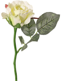 Kunstbloem - roos Alice - de luxe - wit - 30 cm - kunststof steel - decoratie