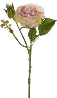 Kunstbloem roos Anne - perzik roze - 37 cm - decoratie bloemen