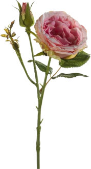 Kunstbloem roos Anne - roze - 37 cm - decoratie bloemen