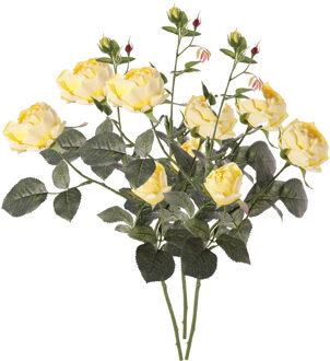 Kunstbloem roos Ariana - 3x - geel - 73 cm - kunststof steel - decoratie bloemen