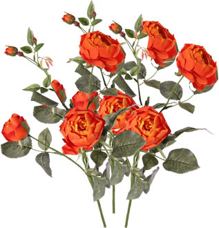 Kunstbloem roos Ariana - 3x - oranje - 73 cm - kunststof steel - decoratie bloemen