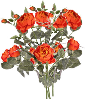 Kunstbloem roos Ariana - 5x - oranje - 73 cm - kunststof steel - decoratie bloemen