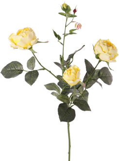 Kunstbloem roos Ariana - geel - 73 cm - kunststof steel - decoratie bloemen