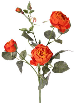 Kunstbloem roos Ariana - oranje - 73 cm - kunststof steel - decoratie bloemen