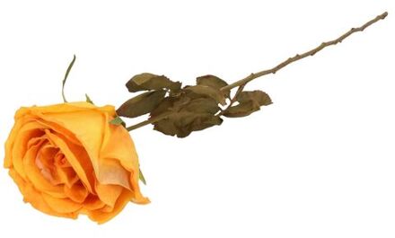 Kunstbloem roos Calista - perzik oranje - 66 cm - kunststof steel - decoratie bloemen - Kunstbloemen
