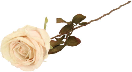 Kunstbloem roos Calista - wit creme - 66 cm - kunststof steel - decoratie bloemen