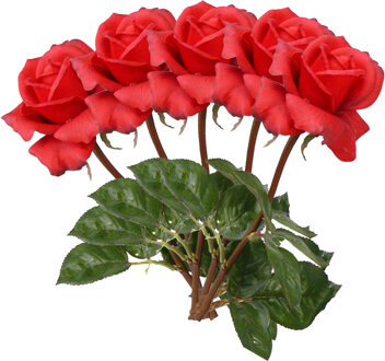 Kunstbloem roos Caroline - 5x - rood - 70 cm - zijde - kunststof steel - decoratie bloemen