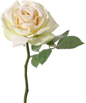 Kunstbloem Roos de luxe Fleuri - creme wit - 30 cm - kunststof steel - decoratie bloemen