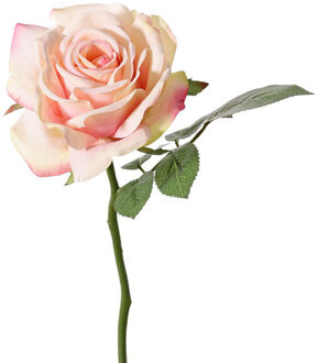 Kunstbloem Roos de luxe Fleuri - roze - 30 cm - kunststof steel - decoratie bloemen